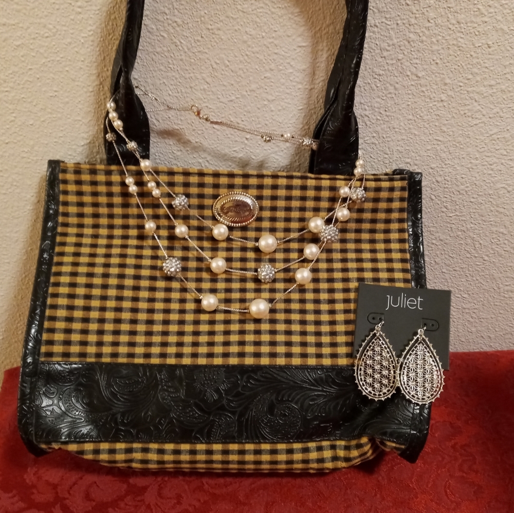 Longaberger Purse, Vintage RMN Necklace, NWT Earrings BUNDLE YOU RECEIVE ALL